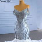 Wit Kralen Diamond Wedding Dresses 2025 Mermaid Elegant Luxe Bruid Toga HM67385 Custom Made