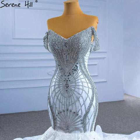 Vestidos de novia con diamantes Wit Kralen 2025 sirena elegante lujo Bruid Toga HM67385 hecho a medida 