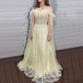 Yellow A Line Cape Sleeves Beaded Feathers Arabic Long Evening Dresses Gowns For Women Wedding Party 2025 LA72190