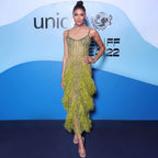 On Sale no return no refund Yellow Green Feathers Mermaid Sundress Evening Gowns Beaded Ankle Length Party Drsses 2025 For Women LA72055