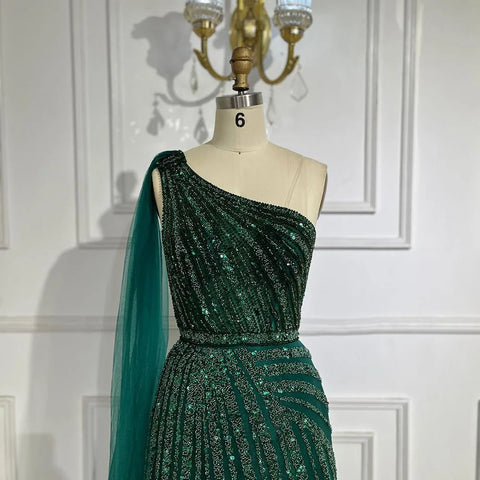 Vestido de noche amarillo de un solo hombro con mangas estilo capa, de lujo, con cuentas, para ocasiones formales, para mujer, fiesta, LA71671 