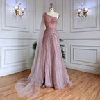 Yellow One-Shoulder Cape Sleeve 2025 Luxury Beaded  Formal Occasion Evening Dresses Gowns For Women Party LA71671