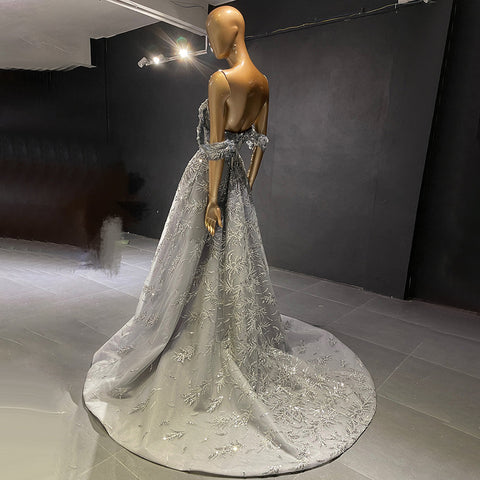 Zilver Luxe Sweetreart Avond Jurken 2025 Kralen A-lijn Sexy para fiesta femenina LA71539 