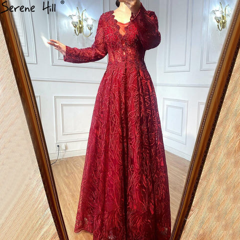 Vestidos de noche musulmanes de lujo en color rosa, 2025, con encaje y cuentas, corte A, para mujer, para boda, fiesta, LA71029 