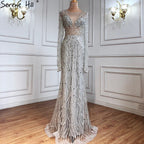 Ｍuslim Wine Red Luxury Evening Dresses Gowns 2025 Mermaid Beaded Elegant For Woman Wedding Party LA71144