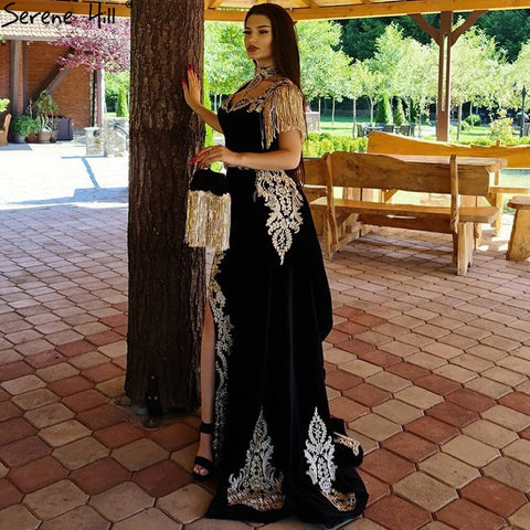 Velvet Wine Red With Detachable Train Evening Gowns   Split Luxury Tassel Sexy For Women Party 2025 LA70789