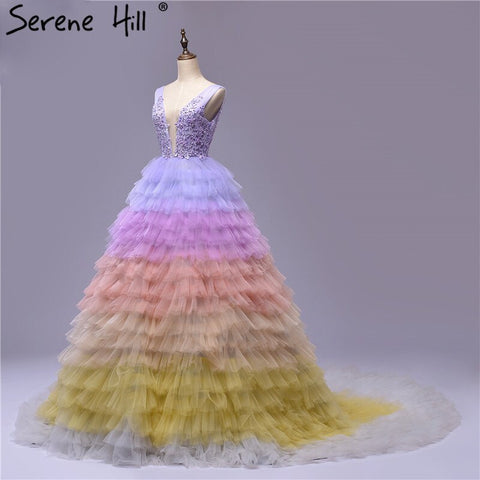 Vestidos de novia sexys de tul con escote en V profundo y espalda descubierta, multicolor, sin mangas, para fotografía, HA2479 