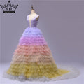 Sexy Backless Deep-V Tulle Wedding Dresses 2025 Multicolour Sleeveless Photography Bridal Gowns HA2479