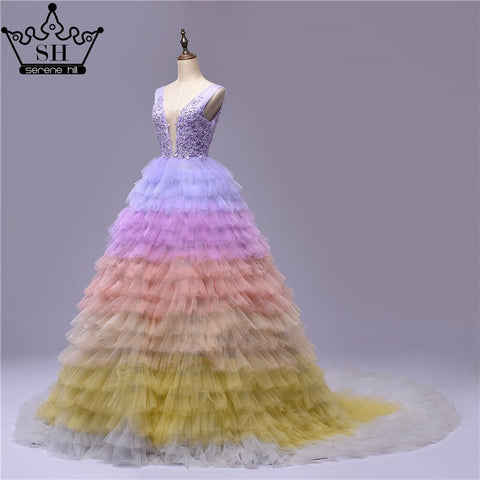 Vestidos de novia sexys de tul con escote en V profundo y espalda descubierta, multicolor, sin mangas, para fotografía, HA2479 