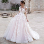Robe De mariée en dentelle, Sexy, décolleté en v profond, avec des Appliques, manches longues, Robe De Mariée