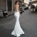 Sexy Mermaid Wedding Dress 2023 Slit Beach Sheath Open Back Sheer Lace Sleeveless Vestido De Noiva Backless Wedding Gowns