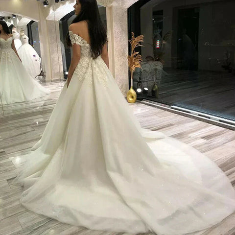 Vestido De novia De encaje con hombros descubiertos, traje Vintage De corte en A para mujer, vestido De novia Sexy, Vestidos De Fiesta