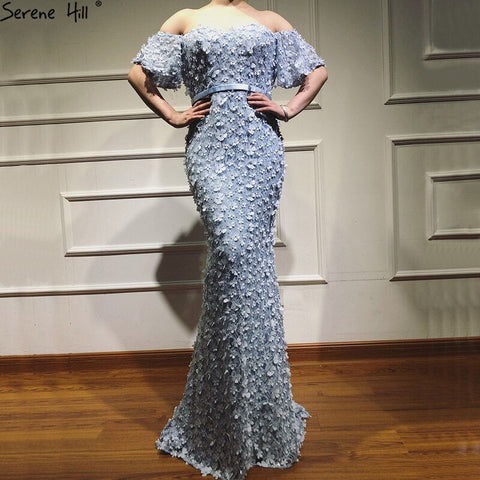 Robe de soirée sirène sexy sans bretelles, manches courtes, broderies et perles, LA6519 