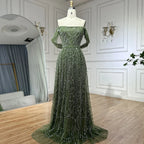 Vestido de noche corte A, color nude, con hombros descubiertos y diseño con perlas para ocasiones formales (LA72738A)