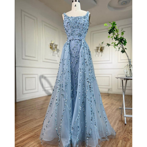 Red Beaded Split Mermaid Luxury Evening Dress Gown Sleeveless LA70765