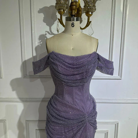 Elegant Purple Evening Dresses Gowns with Sleeveless Tulle for Formal Occasion 2025 LA72790