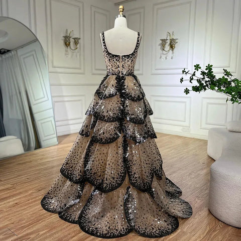 Robe de soirée luxueuse à volants et sequins scintillants, style robe de bal, LA72505 