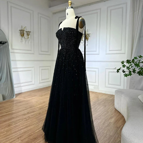 Luxury Saudi Wine Red Beaded Evening Gown Spaghetti Strap Floor-Length for Formal Occasion LA70600A