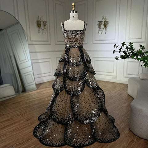 Robe de soirée luxueuse à volants et sequins scintillants, style robe de bal, LA72505 