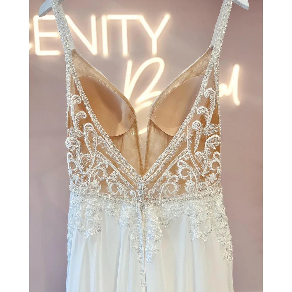 Baoleely Off White Luxurious Bridal Bohemian Wedding Dress Lace Beads Summer 2025 Sukienka A Line Chiffon Beach Bridal Gowns