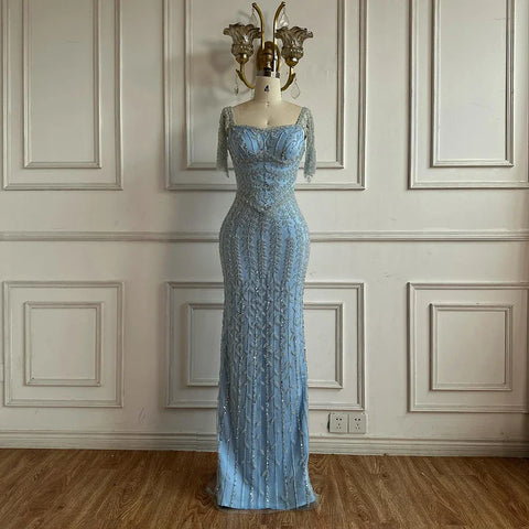 Pink Elegant Mermaid Beaded Evening Dress Gown LA72787