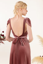 Vestido de dama de honor de terciopelo hasta el suelo VMB8