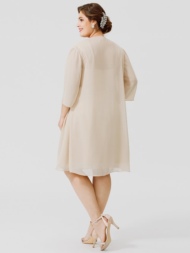 Vestidos de corte princesa/línea A con tirantes finos hasta la rodilla para la madre de la novia 