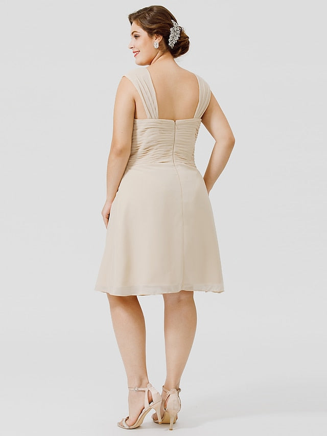 Vestidos de corte princesa/línea A con tirantes finos hasta la rodilla para la madre de la novia 
