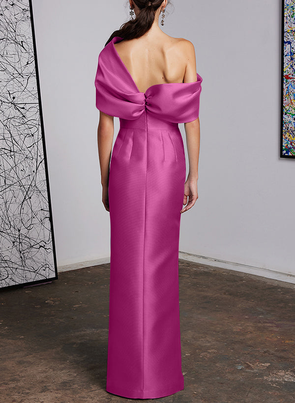 Vestidos de corte recto/columna con un solo hombro y largo hasta el suelo para la madre de la novia 