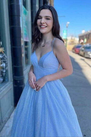 Robes de bal longues en tulle brillant, coupe trapèze, fines bretelles spaghetti, robes de soirée