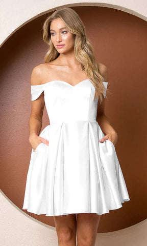 Vestido corto de fiesta con escote corazón y bolsillos SYH11