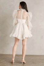 Robe de mariée courte à manches longues, style vintage WD751