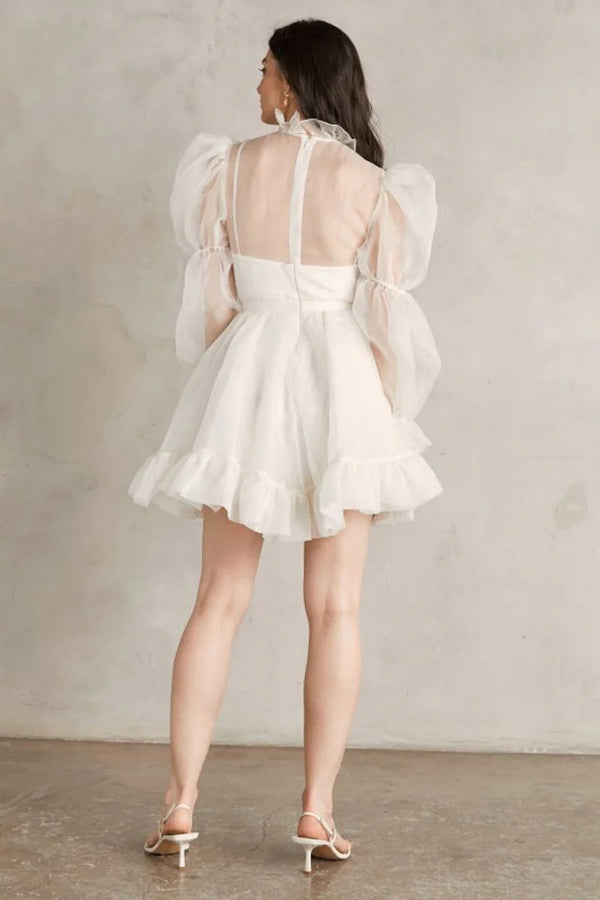 Robe de mariée courte à manches longues, style vintage WD751