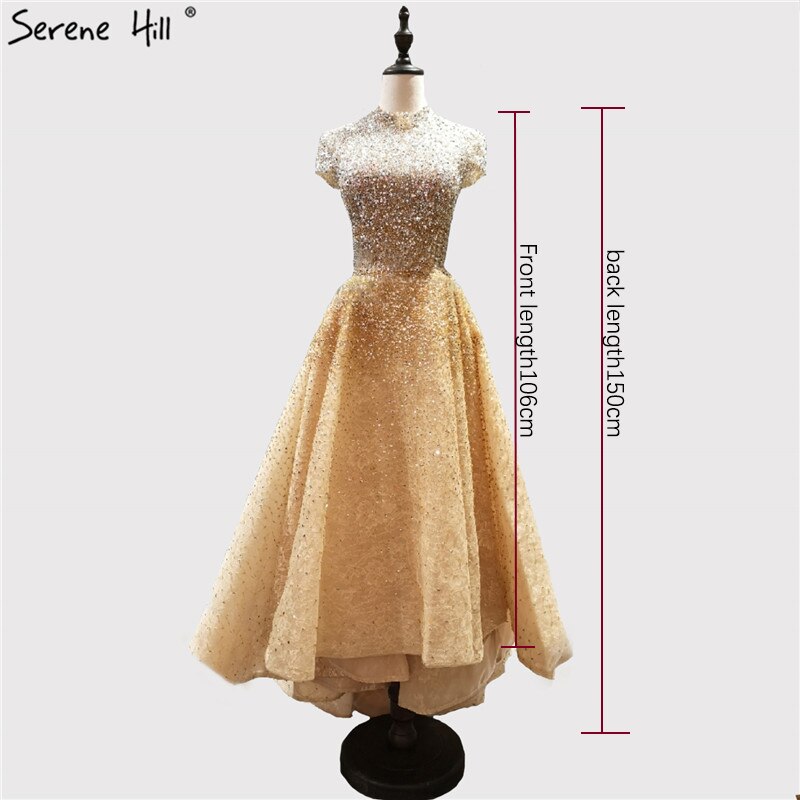 Silber Asymmetrische Ärmellose Abendkleider 2025 Perlen Kappe Ärmeln Sparkle Sexy Formale Kleid Ruhigen Hill LA60757