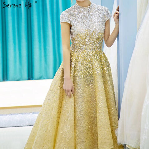 Silber Asymmetrische Ärmellose Abendkleider 2025 Perlen Kappe Ärmeln Sparkle Sexy Formale Kleid Ruhigen Hill LA60757