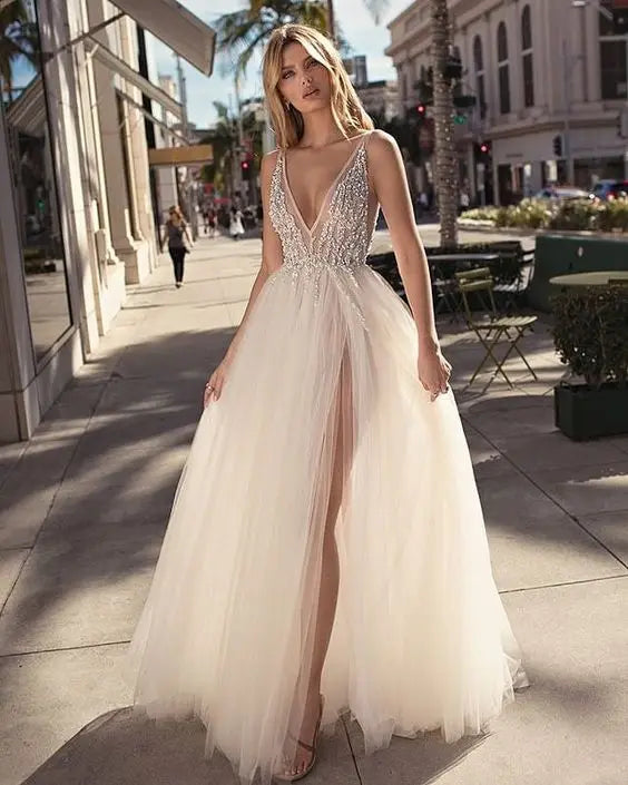 Vestidos De novia sencillos De corte en A, apliques De gasa, vestidos De fiesta para novia, bata De novia personalizada De encaje, vestido De novia 2023 
