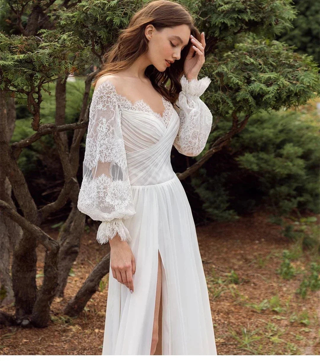 Vestidos de novia sencillos, elegantes y sexys, con hombros descubiertos, escote corazón, escote en V alto y corte en A para mujer. Bata nupcial sencilla 2023.