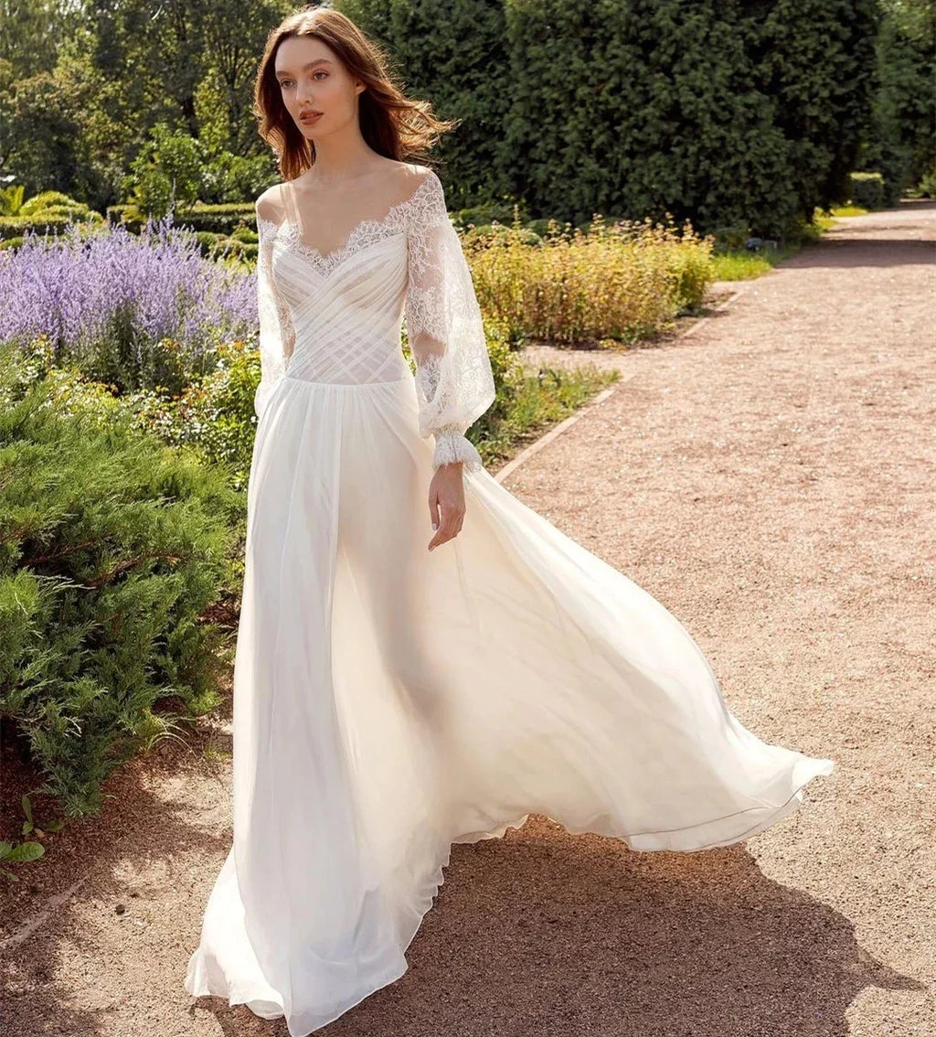 Vestidos de novia sencillos, elegantes y sexys, con hombros descubiertos, escote corazón, escote en V alto y corte en A para mujer. Bata nupcial sencilla 2023.