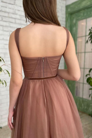 Vestido corto de tul sencillo de corte A hasta la rodilla para baile de graduación o fiesta de bienvenida