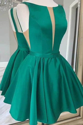Robe de bal de fin d'année simple, verte, coupe trapèze, pas chère, robe de bal pour jeunes filles
