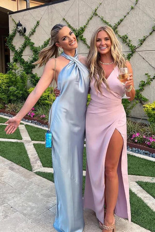 Simple Halter Floor Length Bridesmaid Dresses, Wedding Party Dress