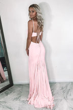 Vestidos de fiesta de satén con escote en V estilo sirena, vestido formal con abertura