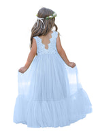 Vestido largo de tul y encaje estilo boho para niña de las flores 