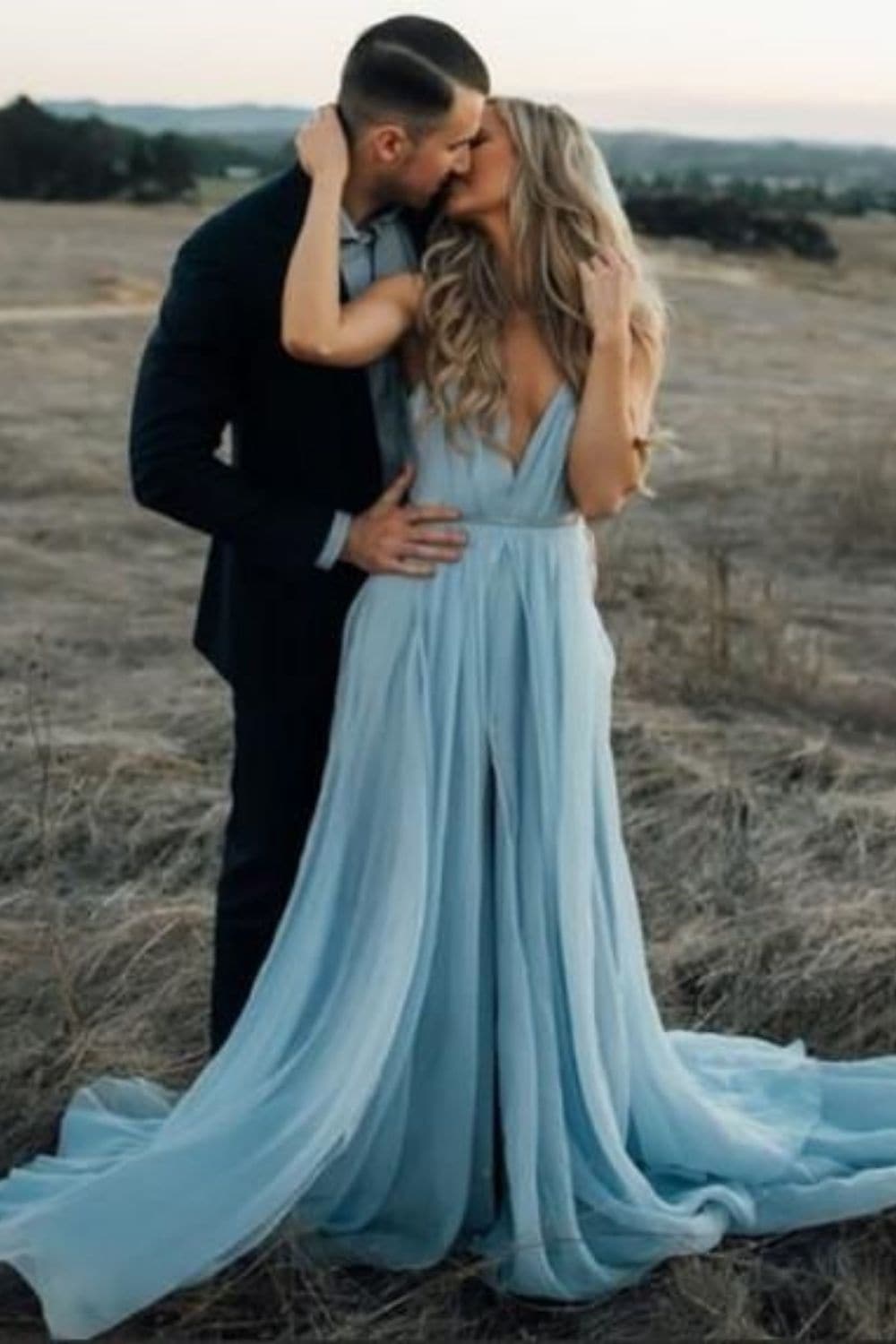 Vestido de fiesta de noche fluido azul cielo SYP38
