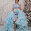 Vestidos de maternidad con falda extraíble de tul azul cielo VMR21