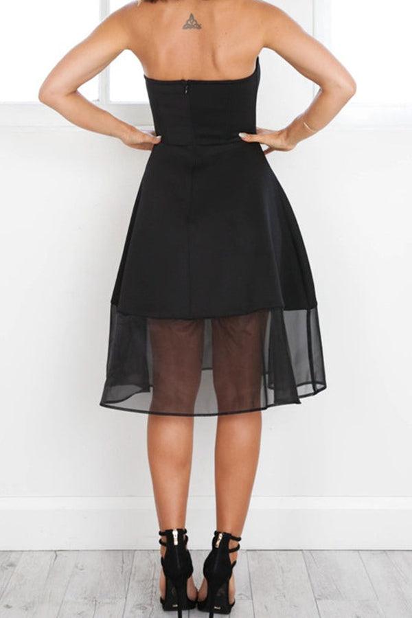 Vestido blanco sin mangas, corte en A, hasta la rodilla, sin tirantes, para baile de bienvenida PD442