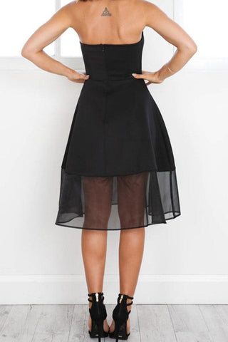 Vestido blanco sin mangas, corte en A, hasta la rodilla, sin tirantes, para baile de bienvenida PD442