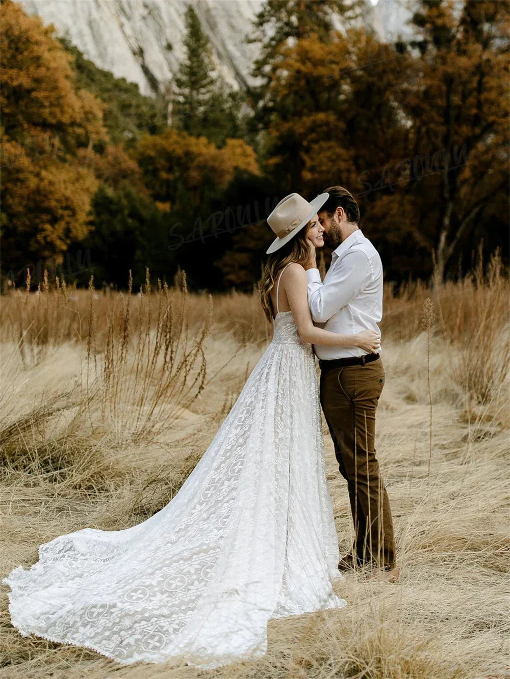 Vestidos de novia bohemios con tirantes para mujer, sin mangas, escote en V, corte en A, estilo playero, ideales para la novia. 