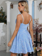 Vestidos de fiesta cortos con tirantes finos y lentejuelas SYH99