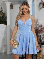 Vestidos de fiesta cortos con tirantes finos y lentejuelas SYH99